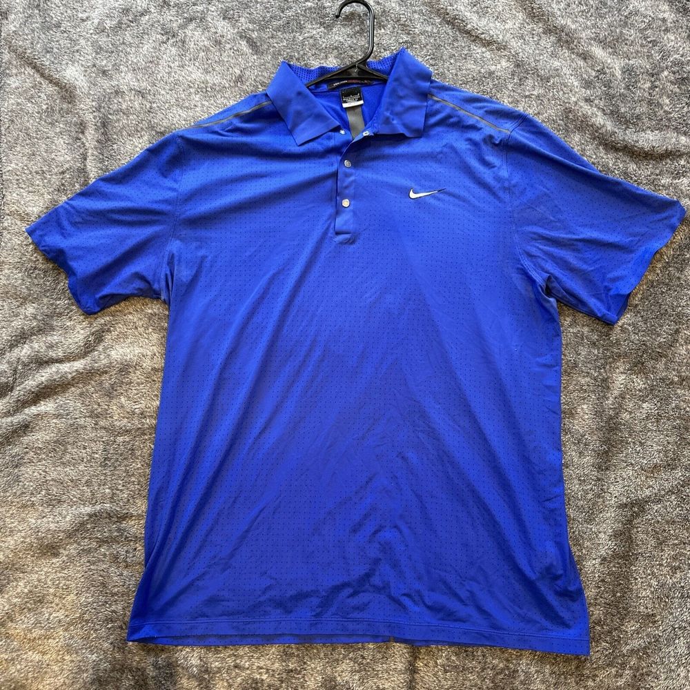 Nike Tiger Woods Collection Dri-Fit Golf‎ Polo Shirt Men's L Blue
